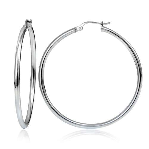 Sterling Silver 2mm High Polished Round Hoop Earrings, Choose A Size black friday deal